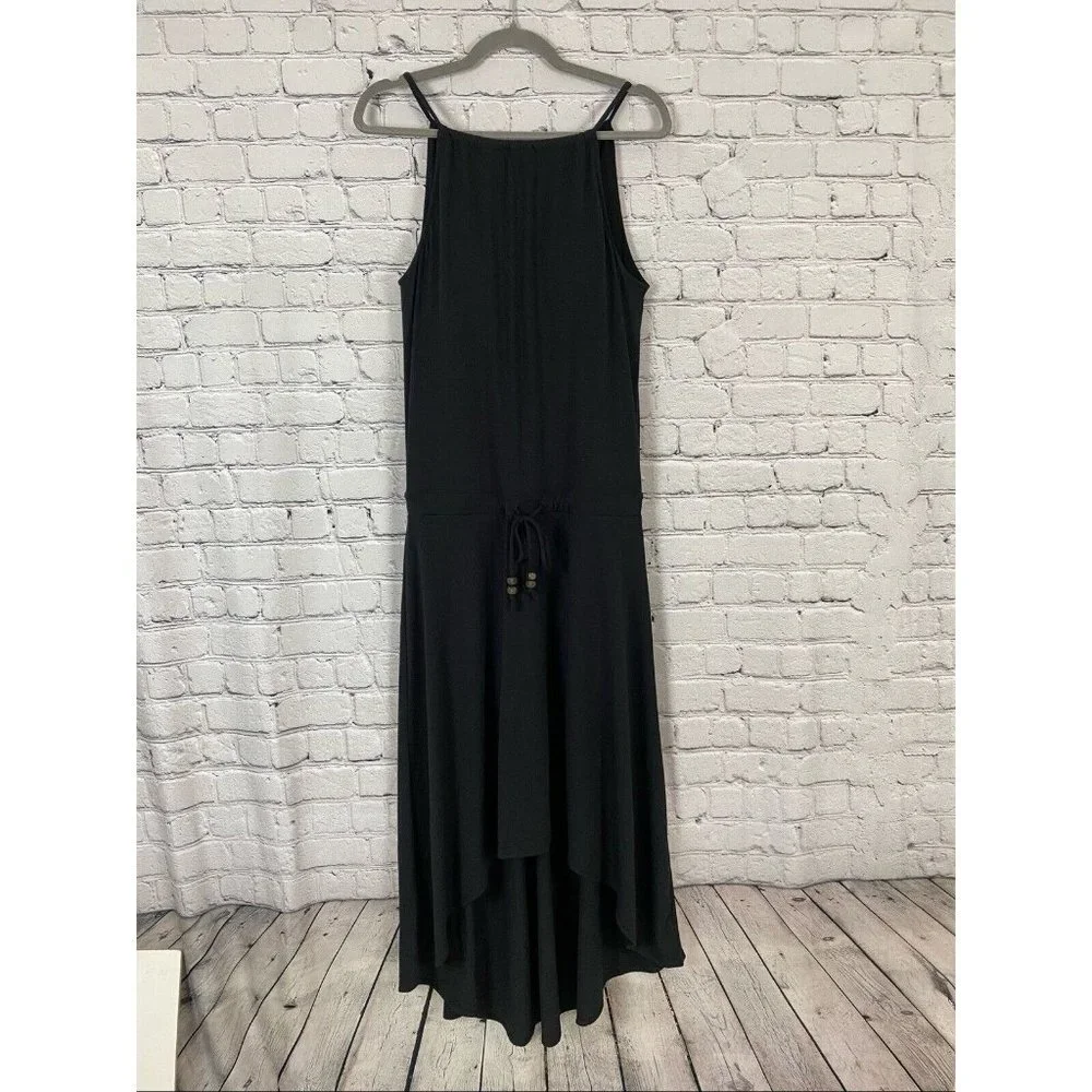 Athleta Malti Patio Maxi Dress High Low Black Halter Drawstring Waist Womens S Athleta Malti Patio Maxi Dress High Low Black Halter Drawstring Waist Womens S